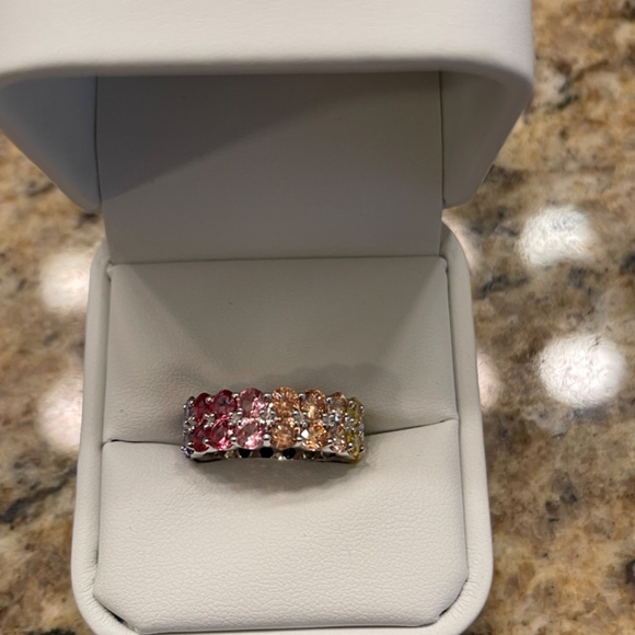 Multicolored created sapphire eternity band, size 5 new in box - Picture 7 of 7